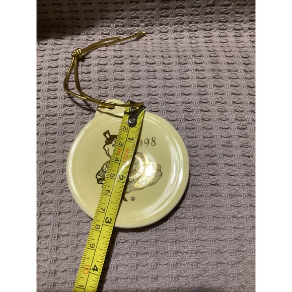 Fiesta Homer Laughlin Dancing Lady 1998 Yellow Plate Shaped Christmas Ornament - Picture 5 of 5